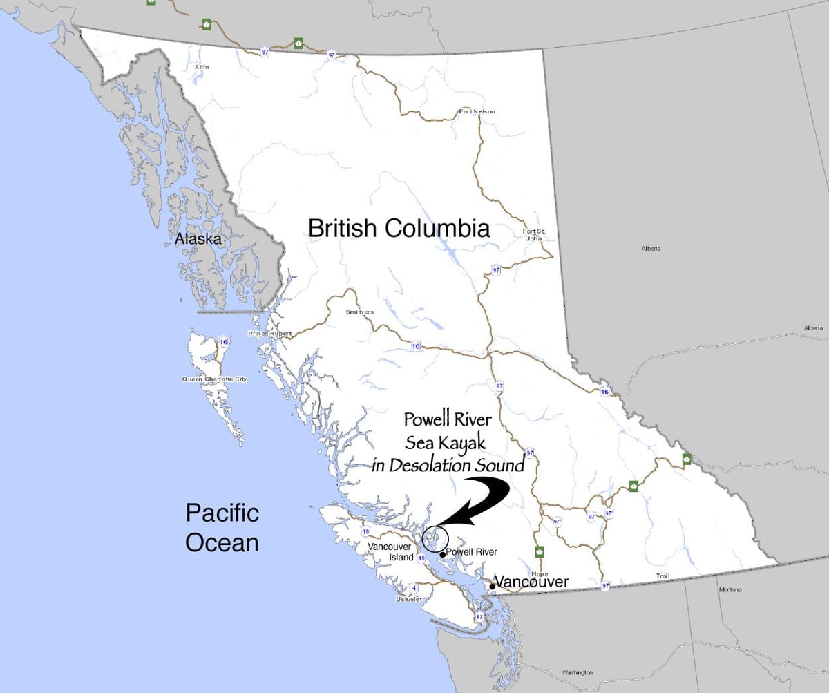 Kort af british columbia á