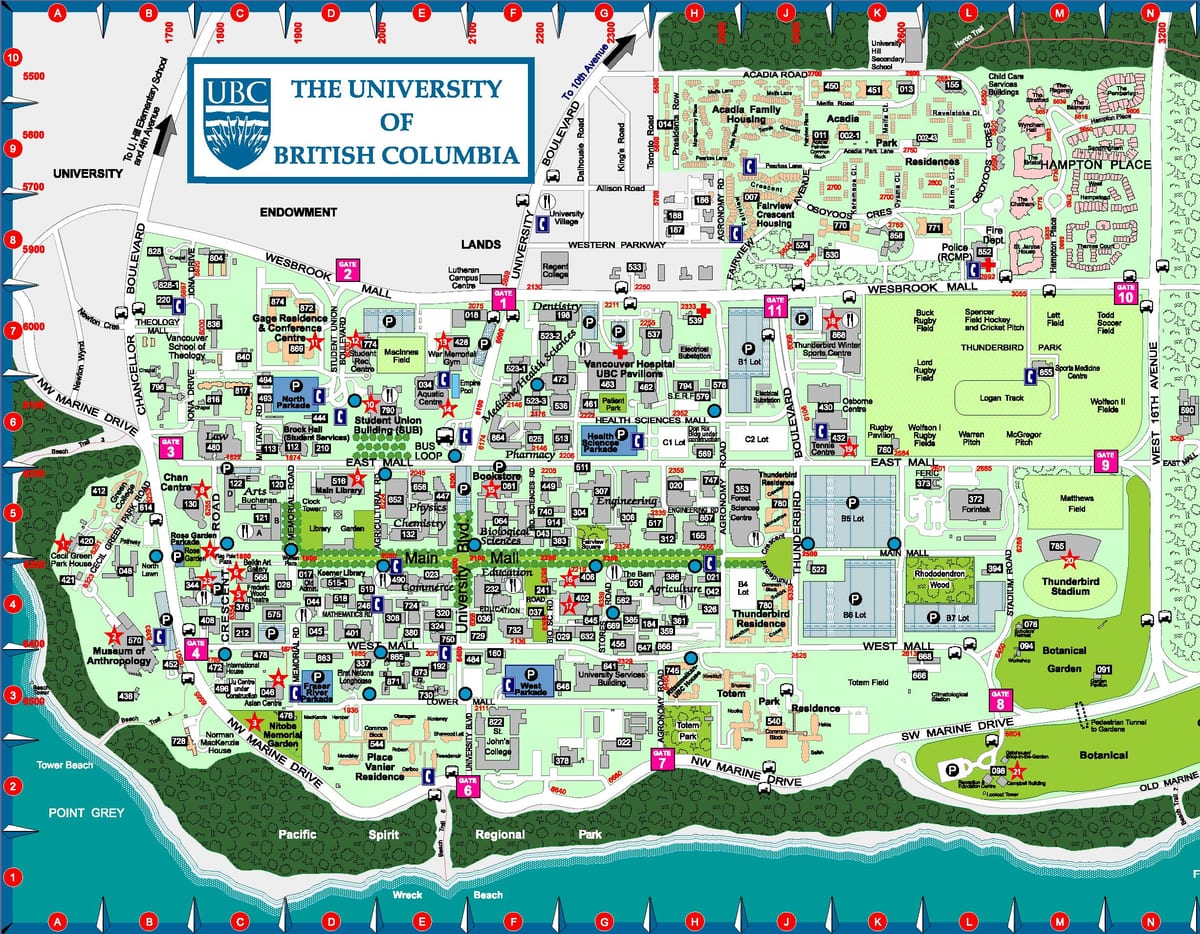 Kort af british columbia-háskóla