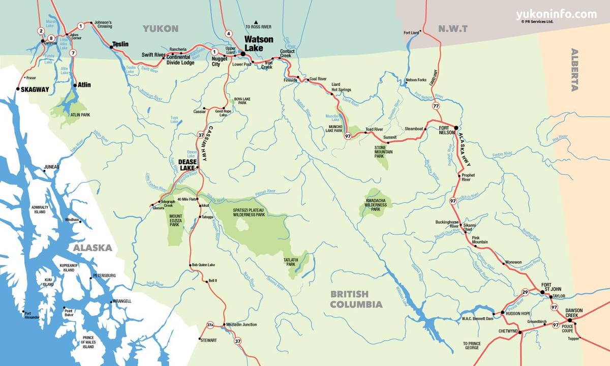 Kort af suður british columbia