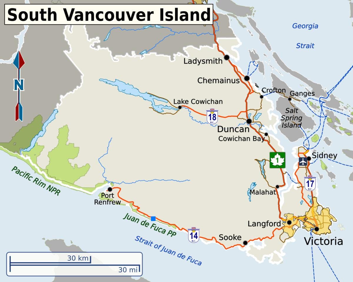 suður vancouver kort