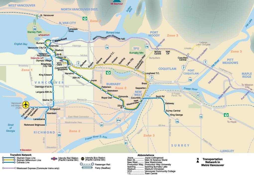 Kort af metro vancouver svæði