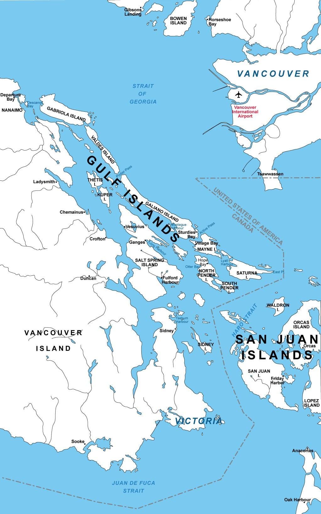 Kort af norður gulf eyjar 