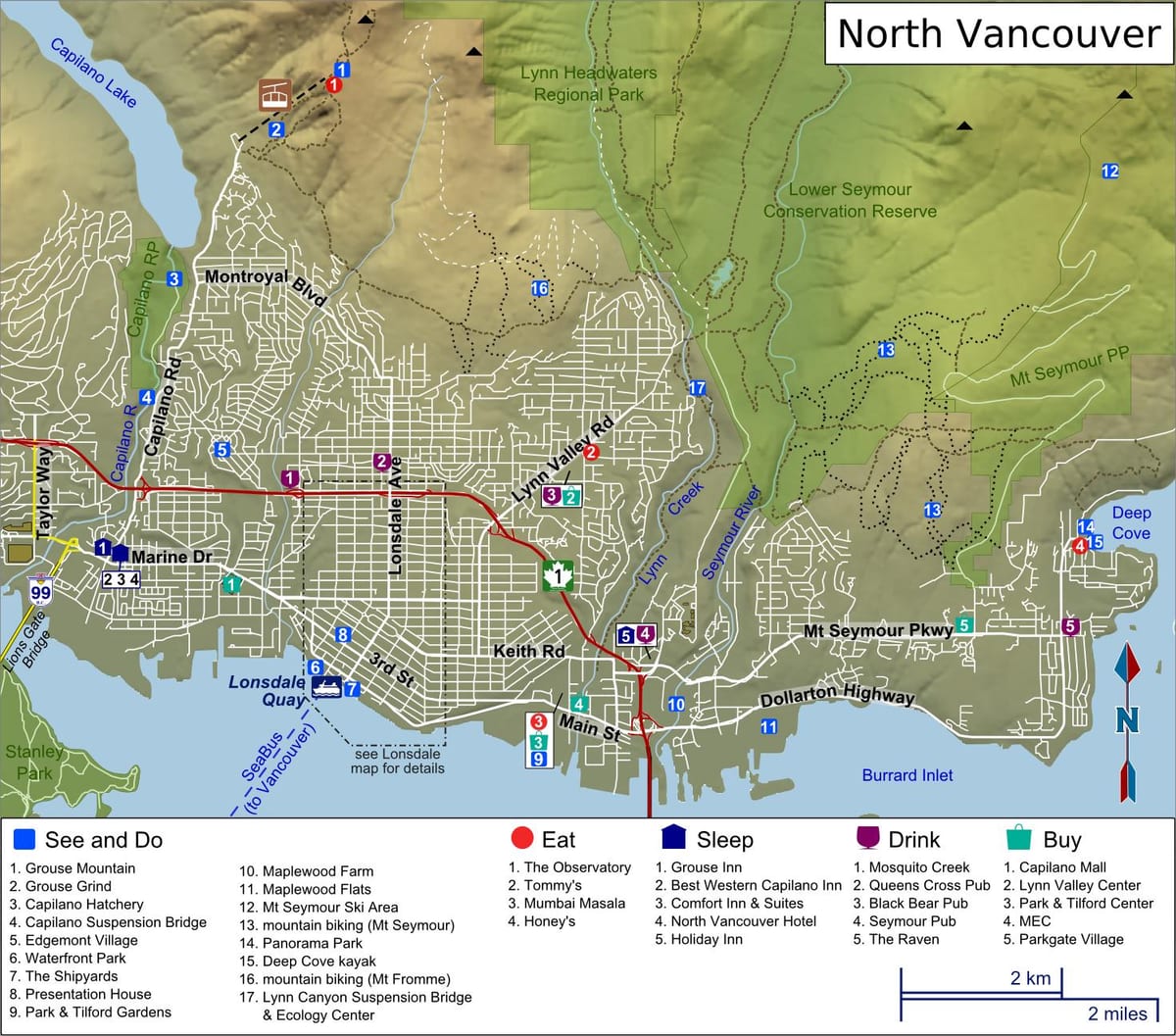 kort af norður vancouver fyrir krist
