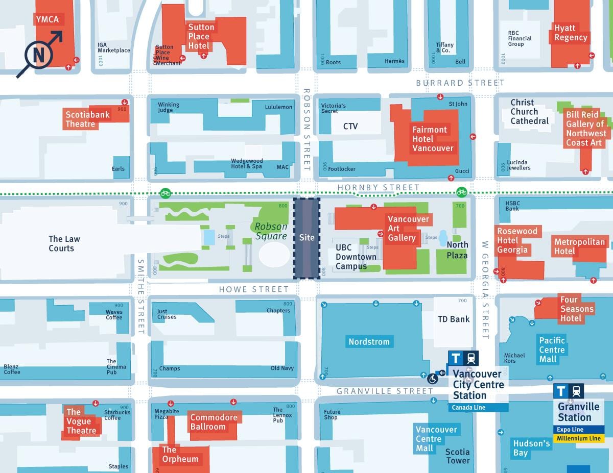 kort af robson götunni vancouver