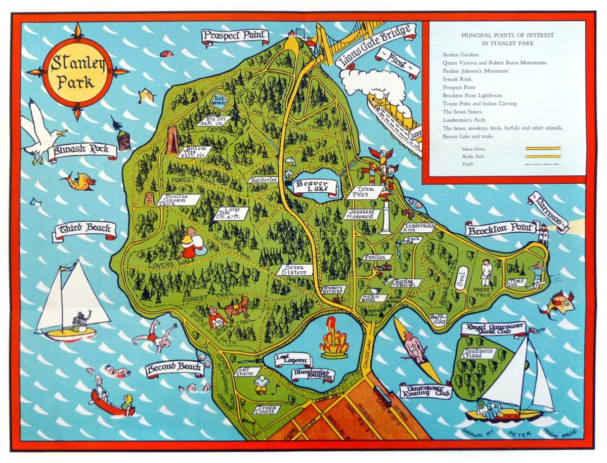 Kort af stanley park tótem stöng