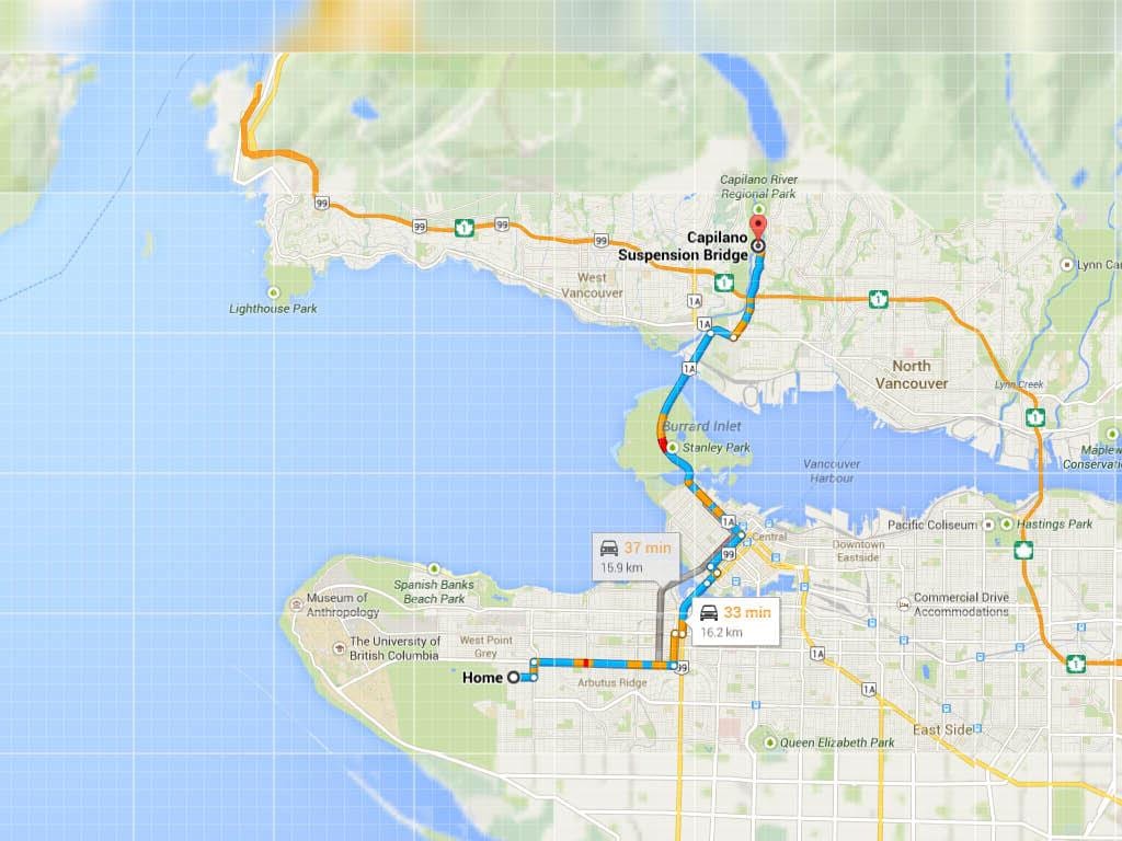 Kort af vancouver brýr