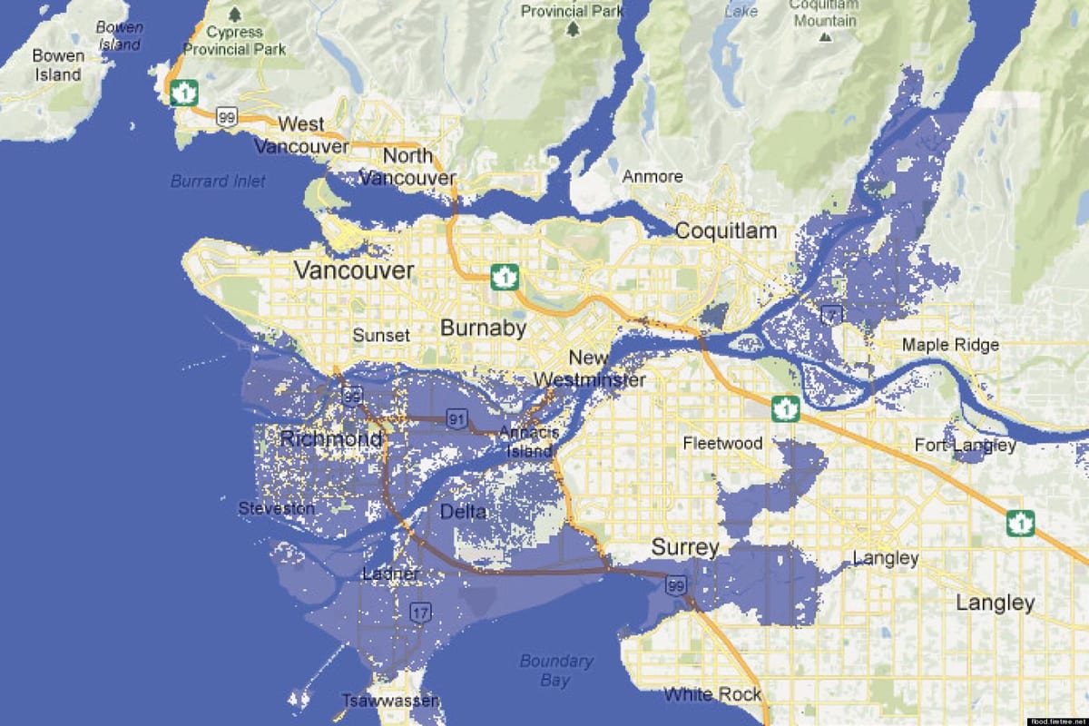 Kort af vancouver flóð