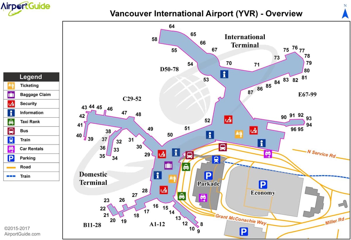 vancouver fyrir krist flugvöllur kort
