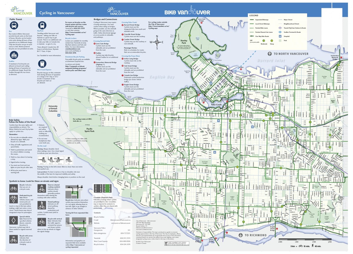vancouver hjólinu lane kort