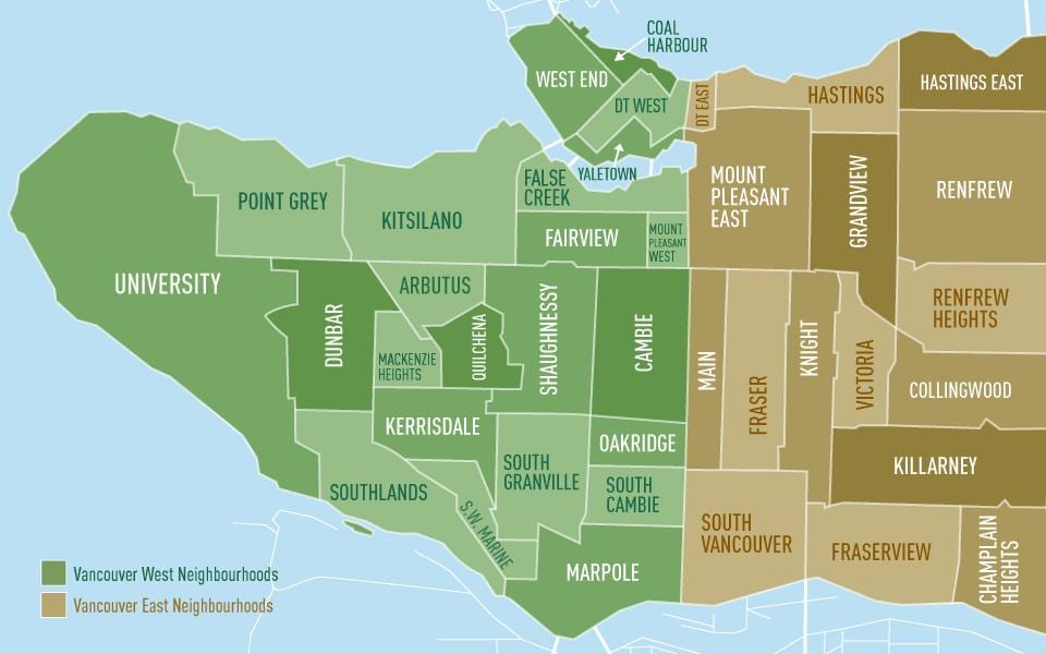 Kort af vancouver hverfið