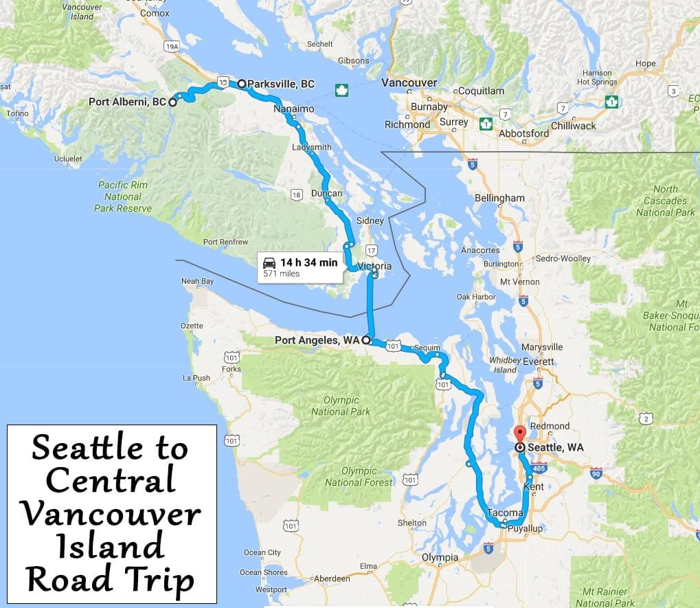 Kort af vancouver island ferðalag