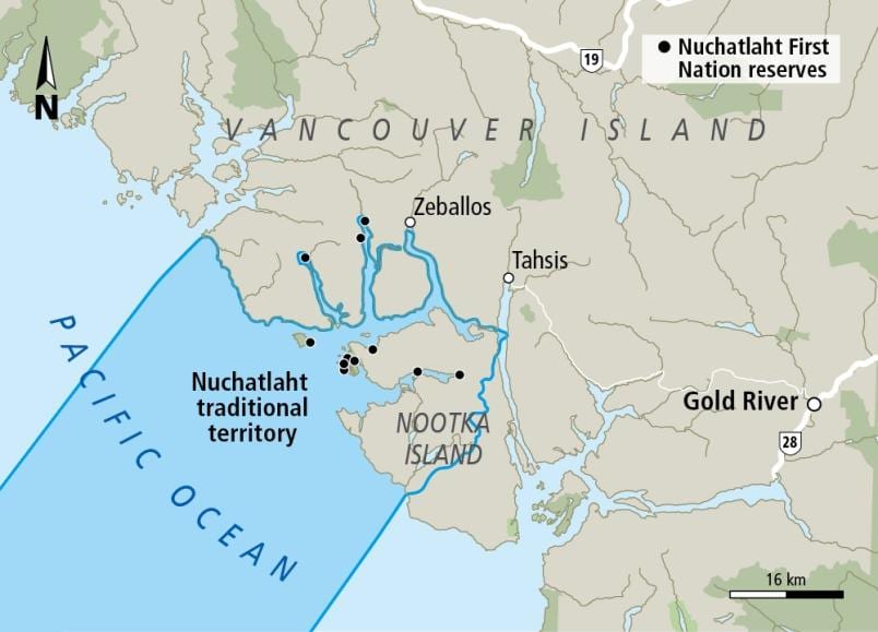 Kort af vancouver island fyrsta þjóða