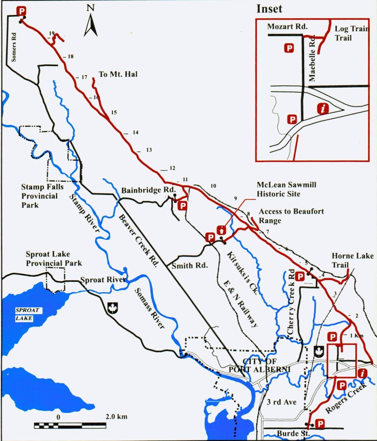 Kort af vancouver island járnbraut