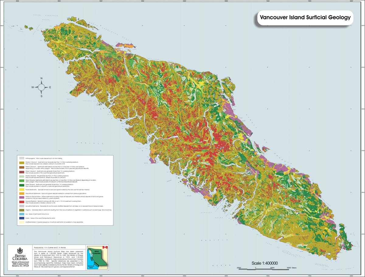 Kort af vancouver island jarðfræði