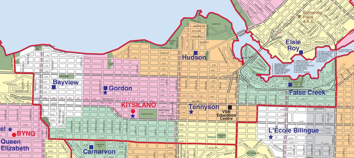 vancouver skóla umdæmi mörk kort