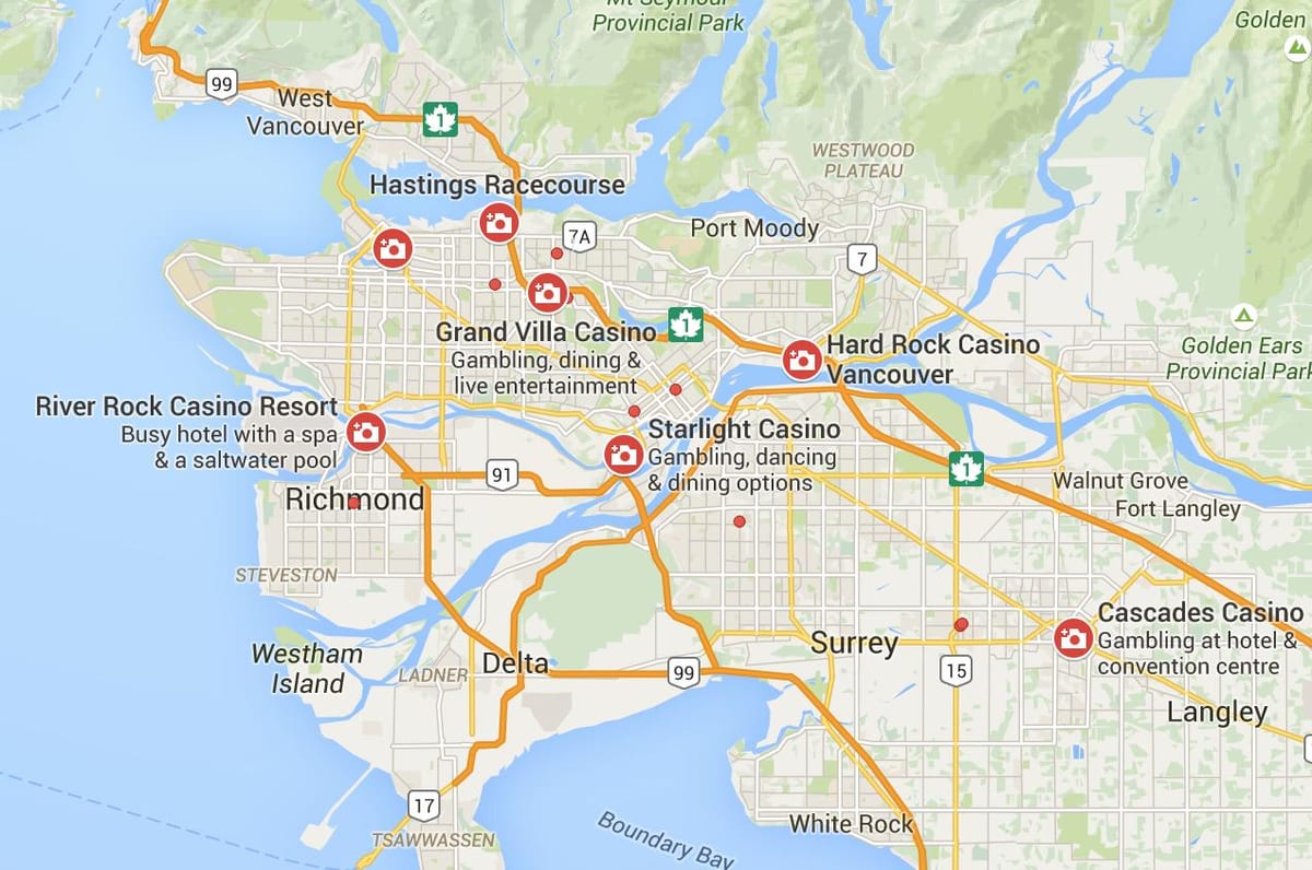 Kort af vancouver spilavítum