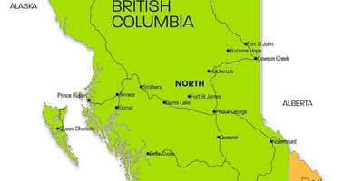 Kort af british columbia svæðum