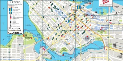 Götunni kort af miðbær vancouver fyrir krist