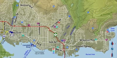 Kort af norður vancouver fyrir krist
