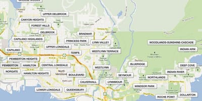 Kort af umdæmi norður-vancouver 