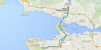 Kort af vancouver brýr