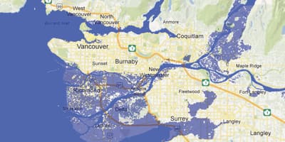Kort af vancouver flóð