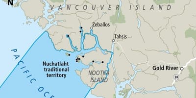 Kort af vancouver island fyrsta þjóða