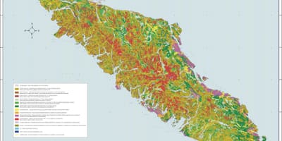 Kort af vancouver island jarðfræði
