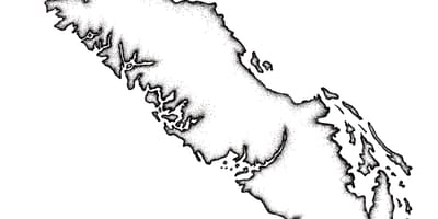 Kort af vancouver island útlínur