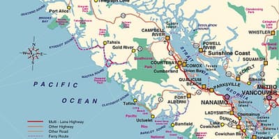 Tjaldstæði vancouver island kort