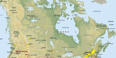 Kort af vancouver landamærin