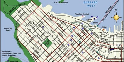 Kort af vancouver miðbænum