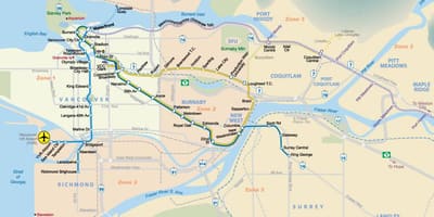 Vancouver fyrir krist neðanjarðarlestinni kort