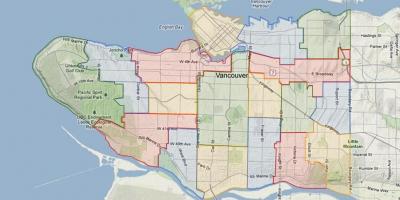 Vancouver skóla borð vatnsöflunarsvæði kort