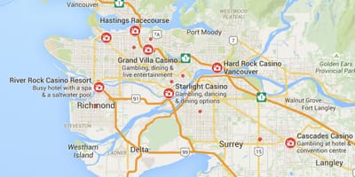 Kort af vancouver spilavítum